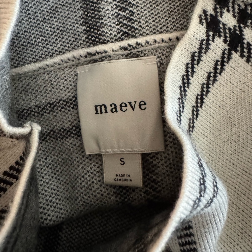 Anthropologie Maeve Carys Mock Neck Sweater Black Off White Bow Size Small New - Picture 7 of 10